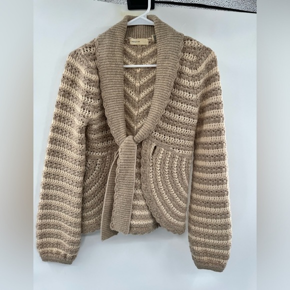 Anthropologie sleeping on snow brown sweater tie front size XS cardigan - Picture 1 of 12